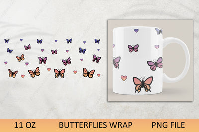 11 oz mug sublimation wrap with butterfly Sublimation AnastasiyaArtDesign 