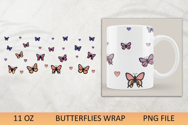 11 oz mug sublimation wrap with butterfly Sublimation AnastasiyaArtDesign 