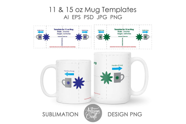 11 oz mug template, 15 oz mug template SVG Artisan Craft SVG 