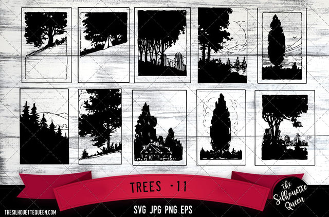 11. Trees - 11 SVG -Vector Art Commercial & Personal Use- Cricut,Silhouette,Cameo,Vinyl Cut SVG Loveleen Kaur 