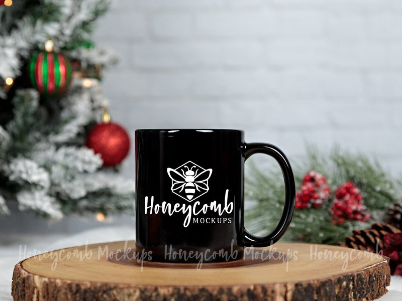 11oz Black Mug Mockup, Christmas Mug Mockup, Coffee Mug Mockup, Holiday Mug Mockup Mock Up Photo Honeycomb Mockups 
