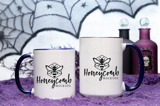 11oz Midnight Accent mug and 15oz Midnight Accent mug mockup, Halloween Mug Mockup, Styled Mug Photo, Witchy Mug Mockup, Blank Mug Mockup, Coffee Cup Mockup Mock Up Photo Honeycomb Mockups 