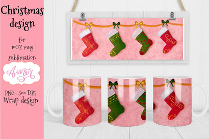 11oz mug Christmas stockings sublimation design Sublimation Amorclipart 