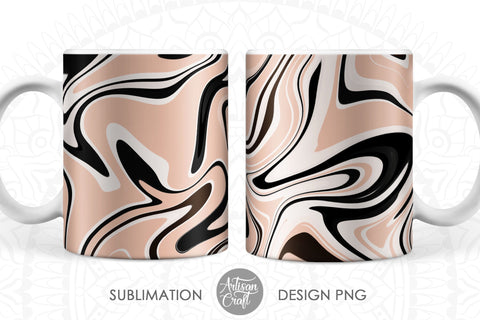11oz Mug design PNG with beige fluid art Sublimation Artisan Craft SVG 