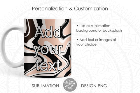 11oz Mug design PNG with beige fluid art Sublimation Artisan Craft SVG 