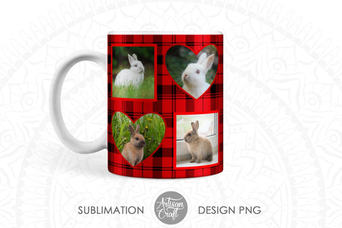 11oz Photo mug designs with plaid and heart frames Sublimation Artisan Craft SVG 