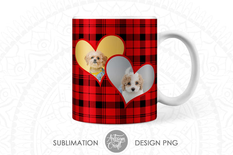 11oz Photo mug designs with plaid and heart frames Sublimation Artisan Craft SVG 