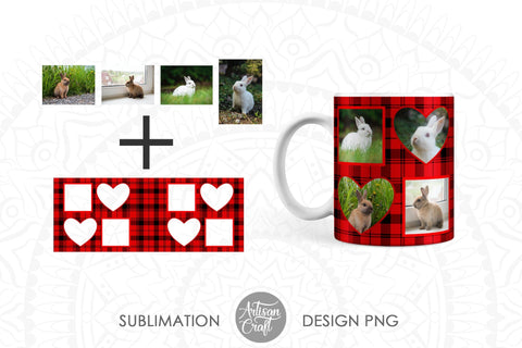 11oz Photo mug designs with plaid and heart frames Sublimation Artisan Craft SVG 