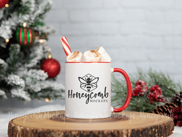 11oz Red Accent mug mockup, Christmas Mug Mockup, Styled Mug Photo, Holiday Mug Mockup, Blank Mug Mockup, Coffee Cup Mockup Mock Up Photo Honeycomb Mockups 