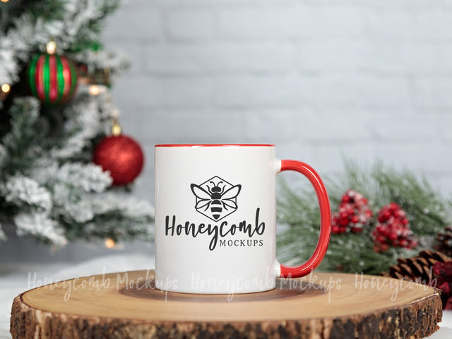 11oz Red Accent mug mockup, Christmas Mug Mockup, Styled Mug Photo, Holiday Mug Mockup, Blank Mug Mockup, Coffee Cup Mockup Mock Up Photo Honeycomb Mockups 