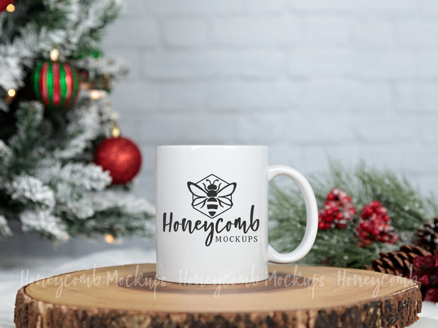 11oz White Mug Mockup, Christmas Mug Mockup, Coffee Cup Mockup, Holiday Mug Mockup Mock Up Photo Honeycomb Mockups 