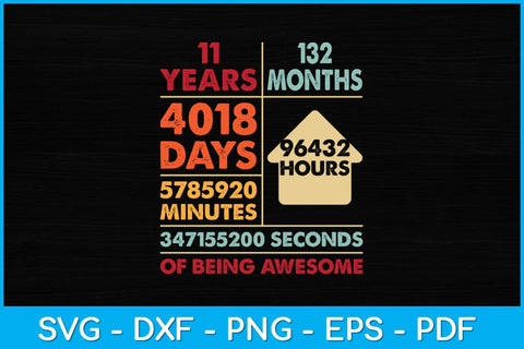 11th Birthday For Girls Boys 11 Years Old Being Awesome Birthday Svg Design SVG artprintfile 