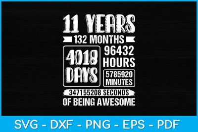11th Birthday For Girls Boys 11 Years Old Being Awesome Svg Design SVG artprintfile 