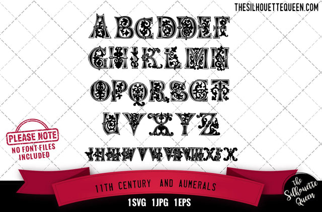 11th Century, And Aumerals alphabets - ABC letters SVG Loveleen Kaur 