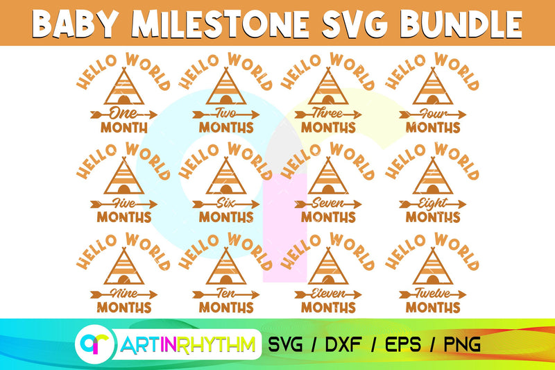 12 Baby Monthly Milestone svg bundle SVG Artinrhythm shop 