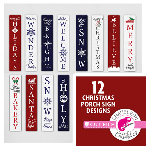 12 Christmas porch sign designs bundle svg png dxf SVG Chameleon Cuttables 