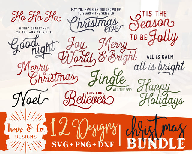 12 Christmas Sign SVG Bundle | Christmas Svg Bundle #7 | Farmhouse Sign Svg | Commercial Use | Cricut | Silhouette | Digital Cut Files | DXF PNG (1330078807) SVG Ivan & Co. Designs 
