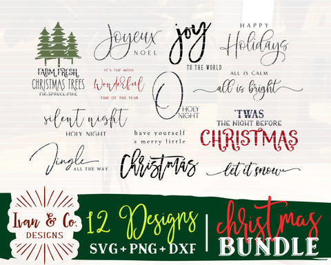 12 Christmas Signs SVG Bundle | Farmhouse Svg | Merry Christmas Svg | Winter Svg | Let it Snow Svg | Commercial Use | Digital Cut Files (1201474760) SVG Ivan & Co. Designs 