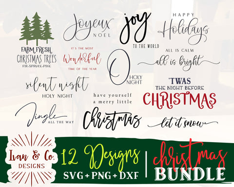 12 Christmas Signs SVG Bundle | Farmhouse Svg | Merry Christmas Svg | Winter Svg | Let it Snow Svg | Commercial Use | Digital Cut Files (1201474760) SVG Ivan & Co. Designs 