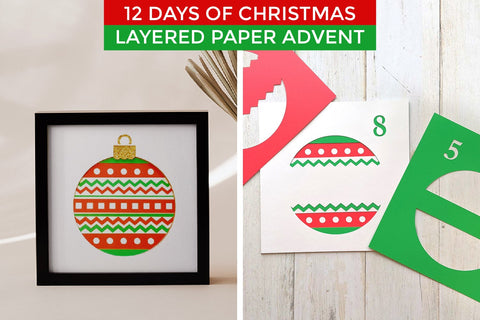 12 Days of Christmas Ornament Layered Paper Advent Calendar SVG 3D Paper Risa Rocks It 