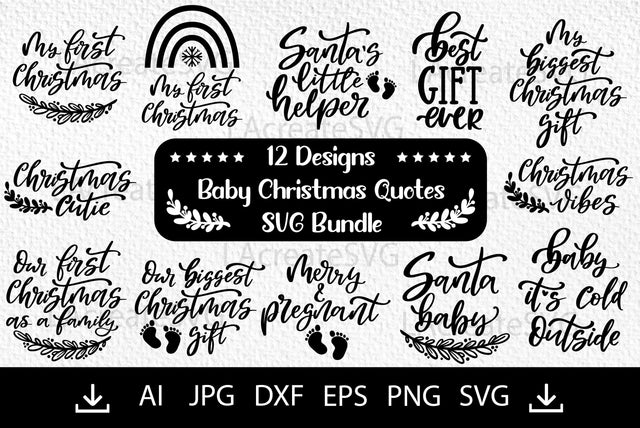 12 designs Baby Christmas SVG Cricut Silhouette, My 1st Christmas Svg Png Dxf, Santa Baby svg, It's cold outside svg, Newborn 1st Christmas SVG LAcreateSVG 