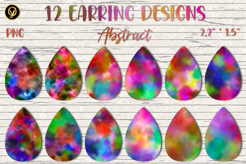 12 Earring Sublimation Set 11.Teardrop Earrings Wraps Png Bundle,Digital Png Sublimation Design, Sublimation oyonnidesign 