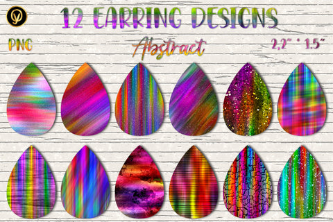 12 Earring Sublimation Set 12.Teardrop Earrings Wraps Png Bundle,Digital Png Sublimation Design, Sublimation oyonnidesign 