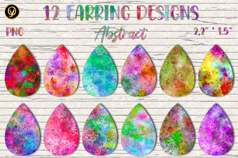 12 Earring Sublimation Set 13.Teardrop Earrings Wraps Png Bundle,Digital Png Sublimation Design, Sublimation oyonnidesign 