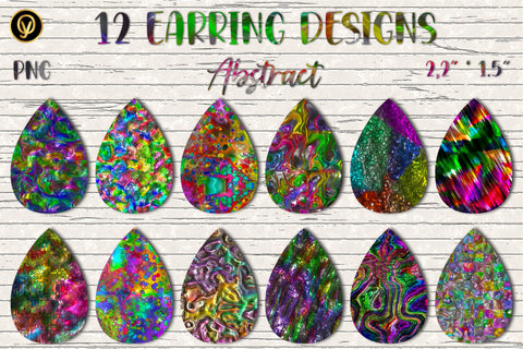 12 Earring Sublimation Set 15.Teardrop Earrings Wraps Png Bundle,Digital Png Sublimation Design, Sublimation oyonnidesign 