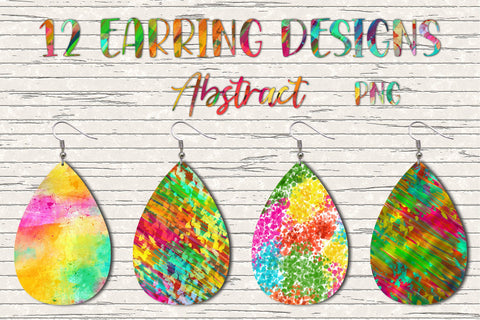 12 Earring Sublimation Set 17.TeardropWatercolor Earrings Wraps Png Bundle,Digital Png Sublimation Design Sublimation oyonnidesign 