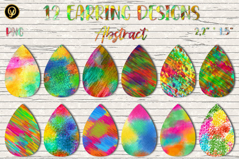 12 Earring Sublimation Set 17.TeardropWatercolor Earrings Wraps Png Bundle,Digital Png Sublimation Design Sublimation oyonnidesign 