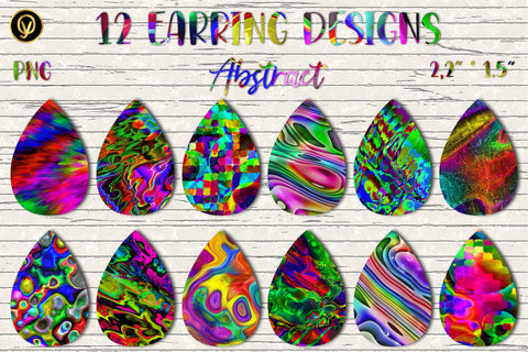 12 Earring Sublimation Set 24.Teardrop Geometric Earrings Wraps Png Bundle Sublimation oyonnidesign 