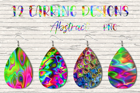 12 Earring Sublimation Set 4.Teardrop Earrings Wraps Png Bundle, Sublimation oyonnidesign 