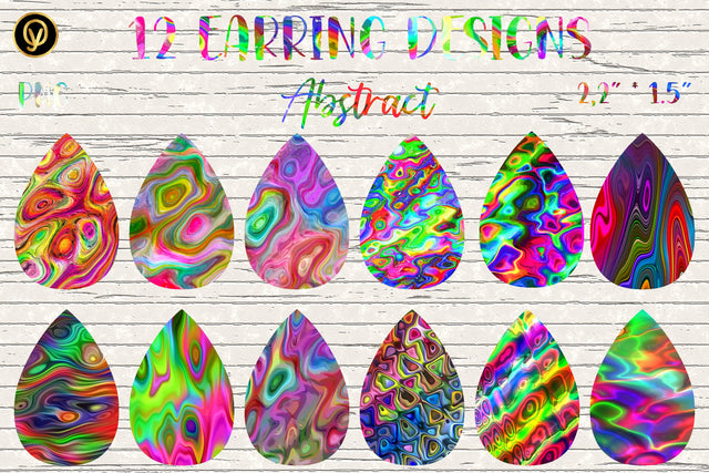12 Earring Sublimation Set 4.Teardrop Earrings Wraps Png Bundle, Sublimation oyonnidesign 