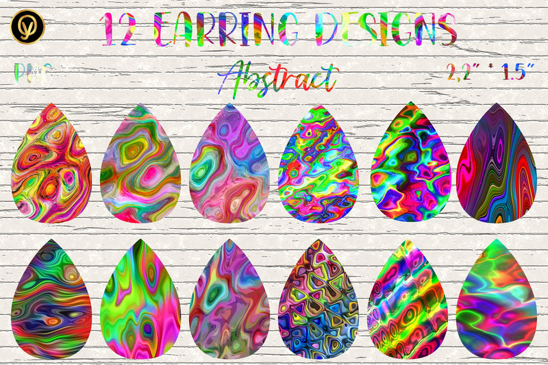 12 Earring Sublimation Set 4.Teardrop Earrings Wraps Png Bundle, Sublimation oyonnidesign 