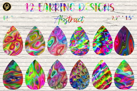 12 Earring Sublimation Set 4.Teardrop Earrings Wraps Png Bundle, Sublimation oyonnidesign 