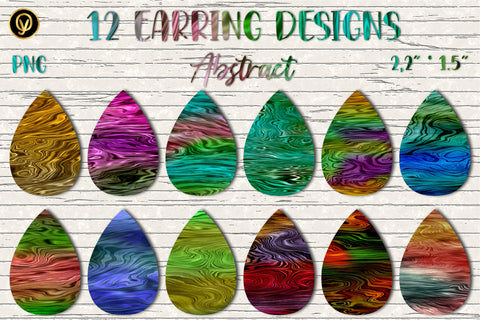 12 Earring Sublimation Set 9.Teardrop Earrings Wraps Png Bundle,Digital Png Sublimation Design, Sublimation oyonnidesign 