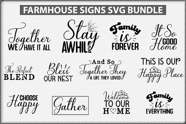 12 Farmhouse Quotes Svg Bundle SVG Creativeart88 