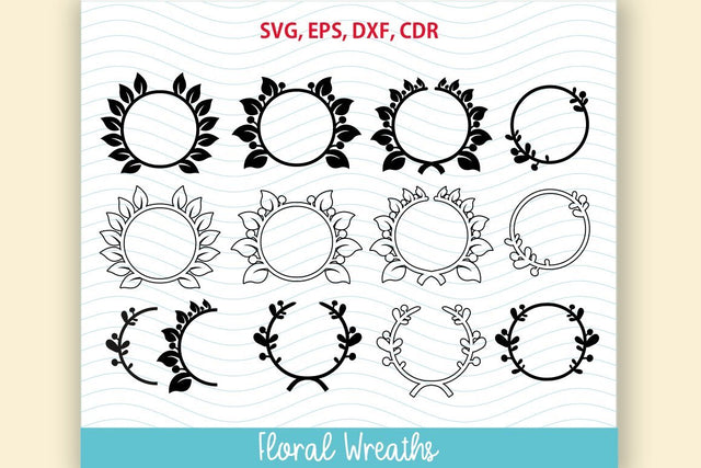12 Floral Wreath Set SVG SVG VectorSVGdesign