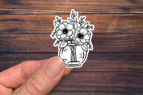 12 Flower Print & Cut Stickers | Hand Drawn Floral Sticker Designs | DIGITAL DOWNLOAD SVG Diva Watts Designs 