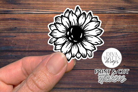 12 Flower Print & Cut Stickers | Hand Drawn Floral Sticker Designs | DIGITAL DOWNLOAD SVG Diva Watts Designs 