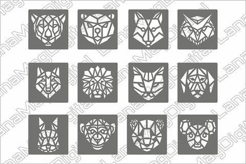 12 Geometric Animal coasters svg, Fathers day gift idea SVG LanaMagDigital 