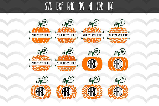 12 Halloween pumpkin monogram frames SVG SVG VectorSVGdesign