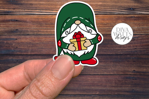 12 Holiday Gnome Print & Cut Stickers | Hand Drawn Gnome Designs | DIGITAL DOWNLOAD SVG Diva Watts Designs 
