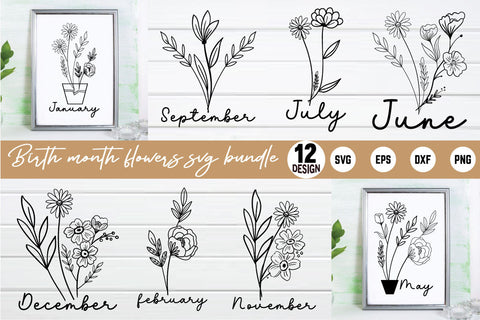 12 month wildflowers SVG sk.swapon Roy 