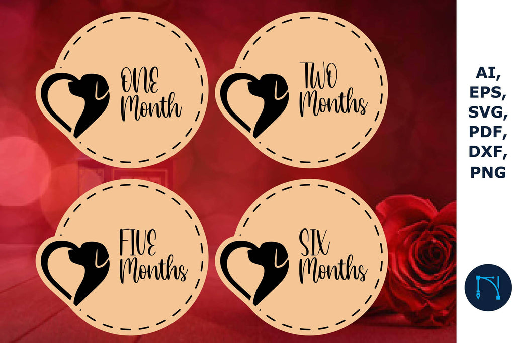 12 Monthly Baby Milestones SVG bundle - So Fontsy