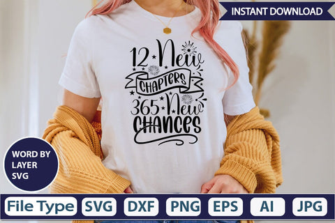 12 New Chapters 365 New Chances SVG Design SVGs,Quotes and Sayings,Food & Drink,On Sale, Print & Cut SVG DesignPlante 503 