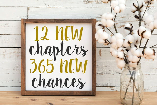 12 New Chapters 365 New Chances SVG, PNG, DXF | Farmhouse New Years SVG RedFoxDesignsUS 