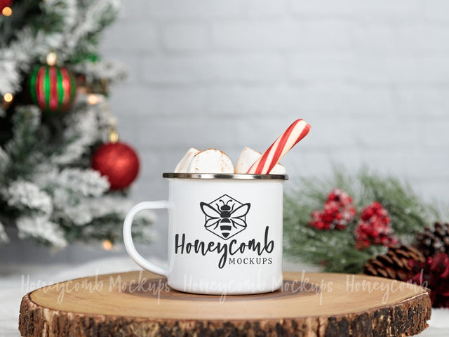 12 oz Camping Mug Mockup, Christmas Mug Mockup, Enamel Camp Mug Mockup, Hot Cocoa Mug Mockup Mock Up Photo Honeycomb Mockups 