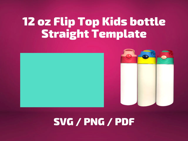 12 oz flip top kids straight tumbler template for sublimation SVG BambinaCreations 